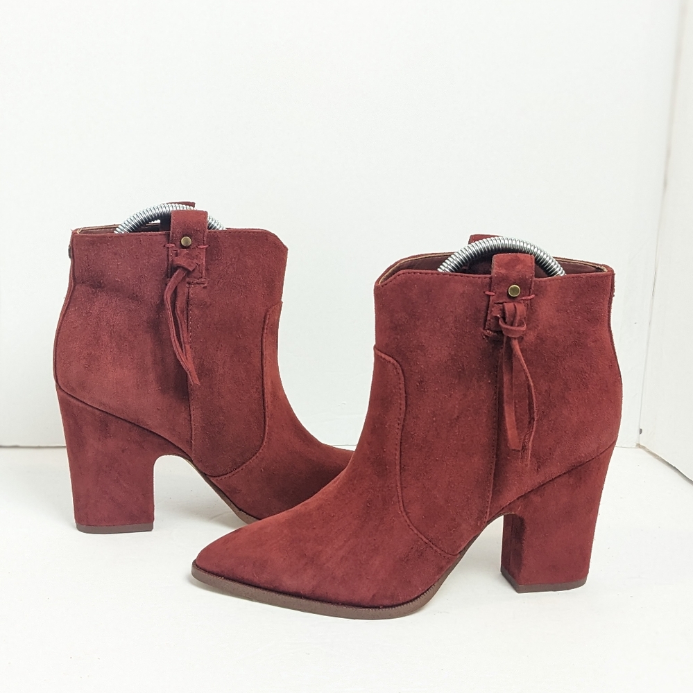 Sam Edelman red suede ankle boots
